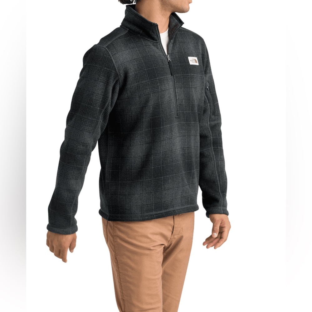 The North Face Mens Gordon Lyons Novelty 1/4 Zip Asphalt Grey Ombre Plaid Size S